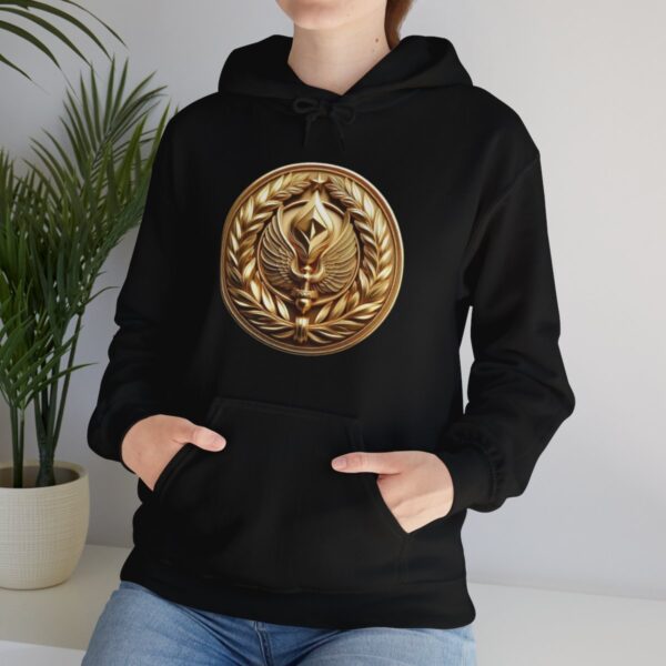 Sweatshirt with a gold emblem