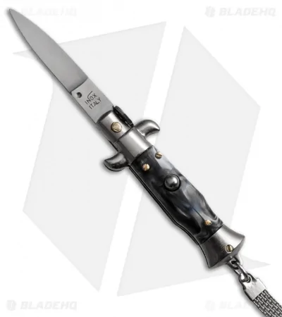 stiletto automatic pocket knife with keychain