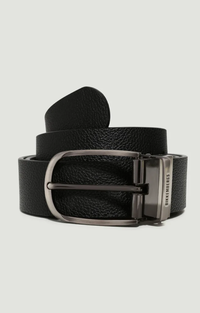 Black textured leather belt
