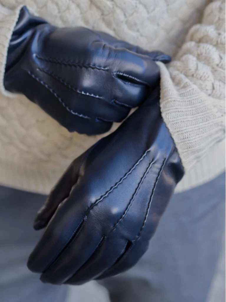 Lambnappa leather silk gloves