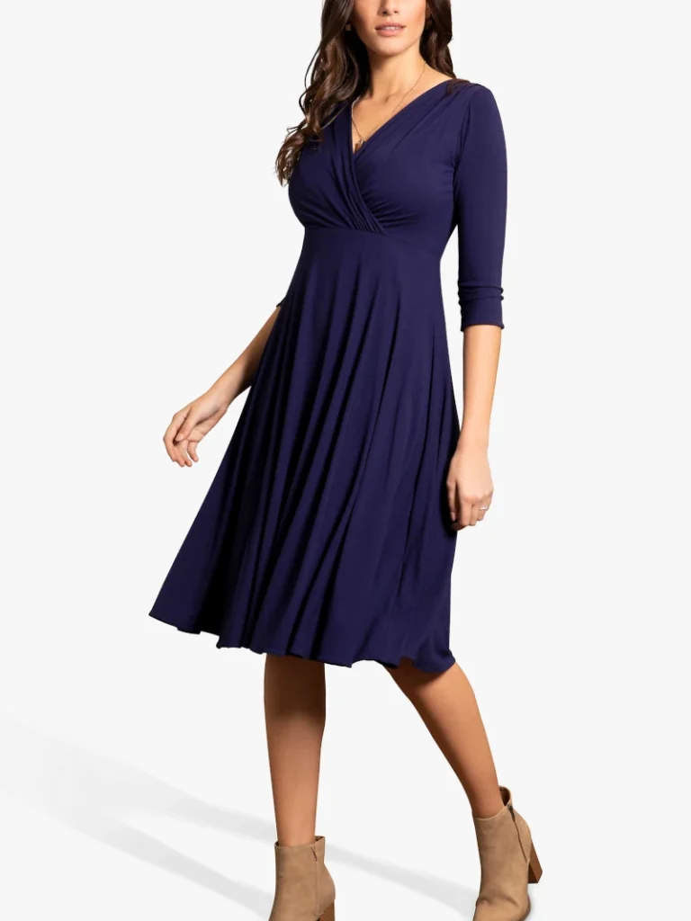 Alie Street Annie Wrap Over Bodice Midi Dress, Eclipse Blue