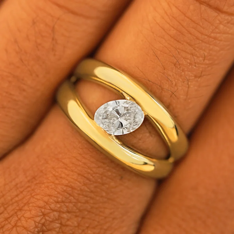 oval diamond tension ring
