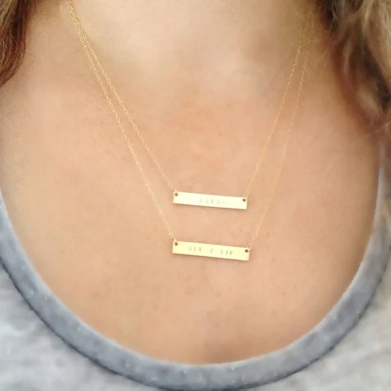 Rose gold layered bar necklaces